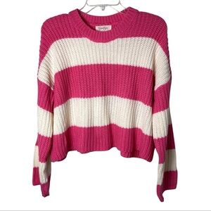 3/$20💥 Jessica Simpson Women's Knit Sweater M Oversized Relaxed Fit Pink Stripe